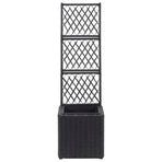 Trellis Raised Bed with 1 Pot 30x30x107 cm Poly Rattan Black