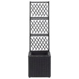 Trellis Raised Bed with 1 Pot 30x30x107 cm Poly Rattan Black - Front View