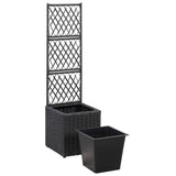 Trellis Raised Bed with 1 Pot 30x30x107 cm Poly Rattan Black - Top-Down View