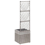 Trellis Raised Bed with 1 Pot 30x30x107 cm Poly Rattan Grey - Side View