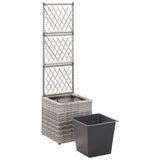 Trellis Raised Bed with 1 Pot 30x30x107 cm Poly Rattan Grey - Top-Down View