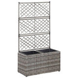 Trellis Raised Bed with 2 Pots 58x30x107 cm Poly Rattan Grey