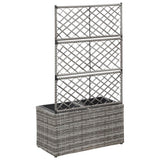 Trellis Raised Bed with 2 Pots 58x30x107 cm Poly Rattan Grey - Side View