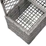 Trellis Raised Bed with 2 Pots 58x30x107 cm Poly Rattan Grey - Rear View