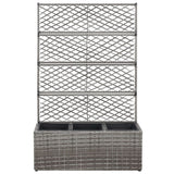 Trellis Raised Bed with 3 Pots 83x30x130 cm Poly Rattan Grey - Front View