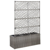Trellis Raised Bed with 3 Pots 83x30x130 cm Poly Rattan Grey - Side View