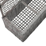 Trellis Raised Bed with 3 Pots 83x30x130 cm Poly Rattan Grey - Rear View