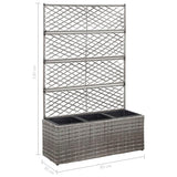 Trellis Raised Bed with 3 Pots 83x30x130 cm Poly Rattan Grey - Close-Up Angle