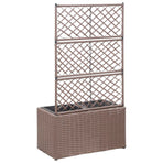 Trellis Raised Bed with 2 Pots 58x30x107 cm Poly Rattan Brown