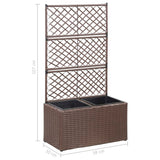 Trellis Raised Bed with 2 Pots 58x30x107 cm Poly Rattan Brown - Close-Up Angle