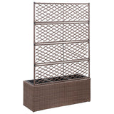 Trellis Raised Bed with 3 Pots 83x30x130 cm Poly Rattan Brown - Side View