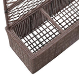 Trellis Raised Bed with 3 Pots 83x30x130 cm Poly Rattan Brown - Rear View