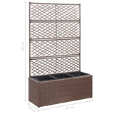 Trellis Raised Bed with 3 Pots 83x30x130 cm Poly Rattan Brown - Close-Up Angle