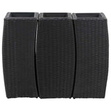 Garden Raised Beds 3 pcs Poly Rattan Black