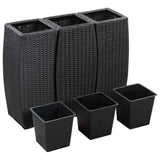 Garden Raised Beds 3 pcs Poly Rattan Black - Side View