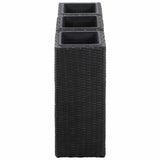 Garden Raised Beds 3 pcs Poly Rattan Black