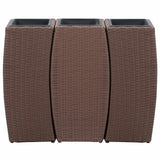 Garden Raised Beds 3 pcs Poly Rattan Brown - Front View