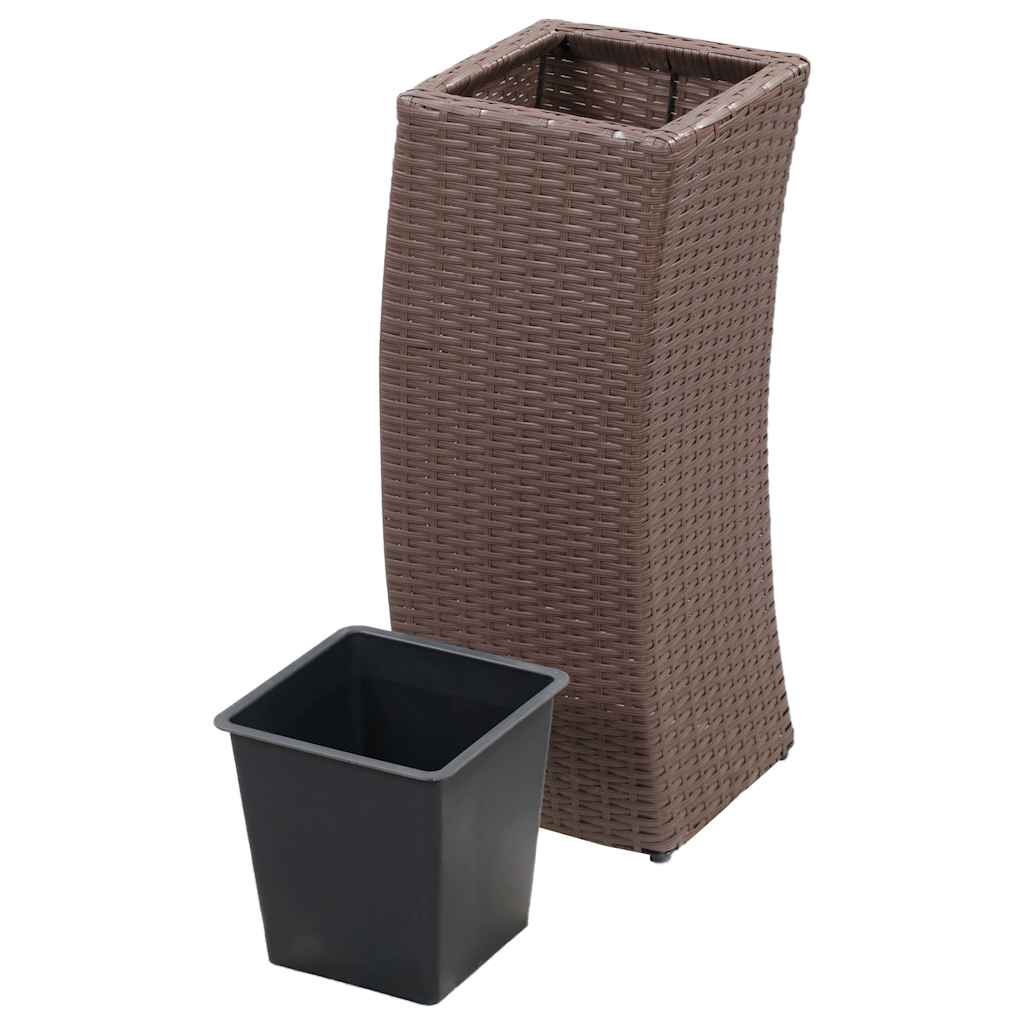 Garden Raised Beds 3 pcs Poly Rattan Brown