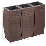 Garden Raised Beds 3 pcs Poly Rattan Brown - Extra Image