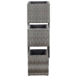 Garden Raised Beds 3 pcs Poly Rattan Grey - Side View