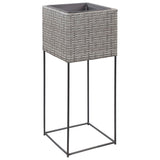 Garden Raised Beds 3 pcs Poly Rattan Grey - 45-Degree Angle