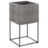 Garden Raised Beds 3 pcs Poly Rattan Grey - Close-Up Angle