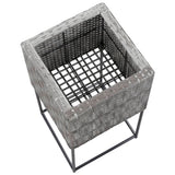Garden Raised Beds 3 pcs Poly Rattan Grey - Low Angle