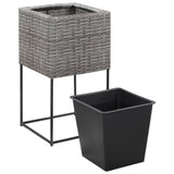Garden Raised Beds 3 pcs Poly Rattan Grey - Extra Image