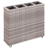 Garden Raised Bed with 4 Pots 80x22x79 cm Poly Rattan Grey