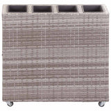 Garden Raised Bed with 4 Pots 80x22x79 cm Poly Rattan Grey - Front View