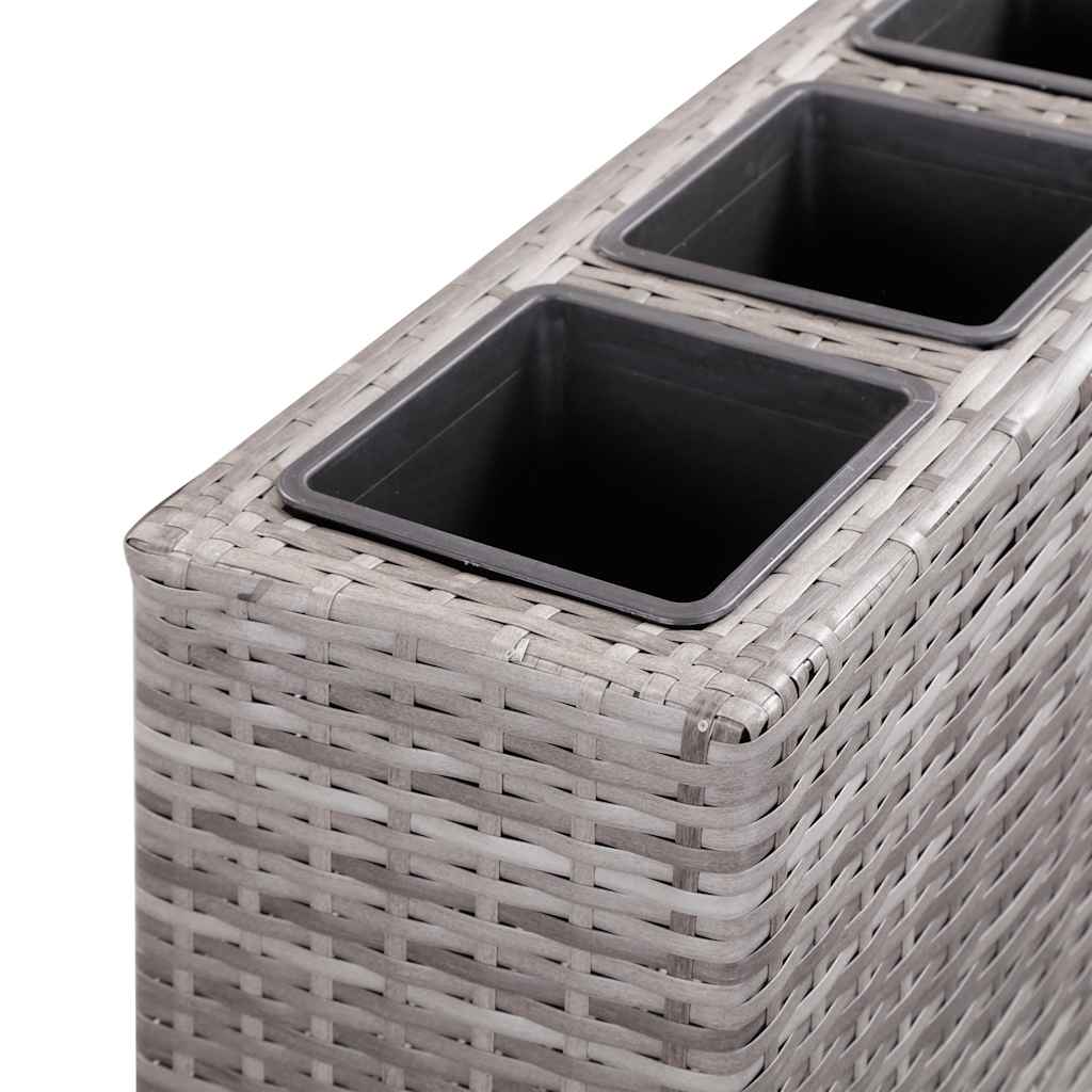 Garden Raised Bed with 4 Pots 80x22x79 cm Poly Rattan Grey