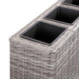 Garden Raised Bed with 4 Pots 80x22x79 cm Poly Rattan Grey - Top-Down View
