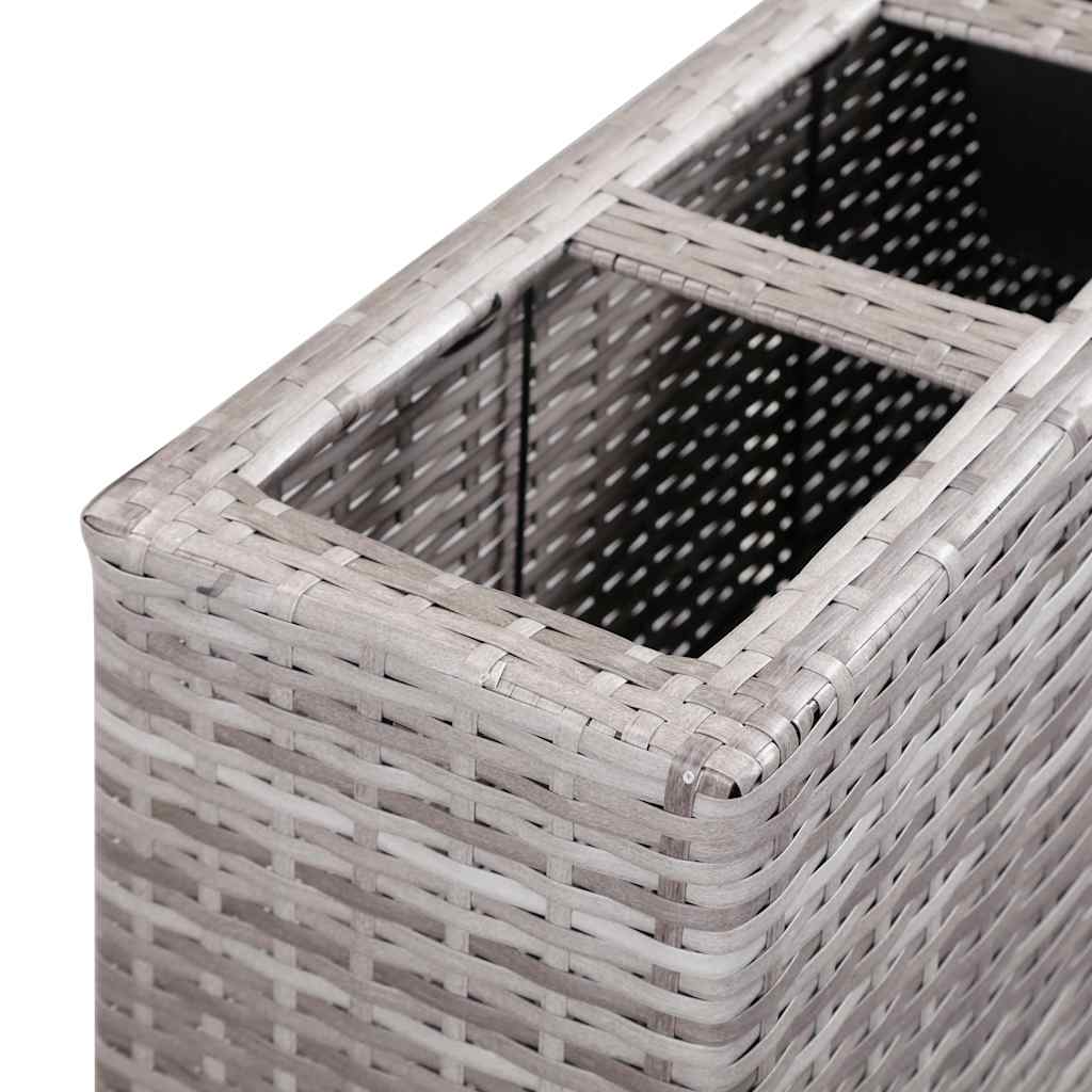 Garden Raised Bed with 4 Pots 80x22x79 cm Poly Rattan Grey