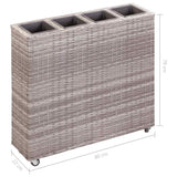Garden Raised Bed with 4 Pots 80x22x79 cm Poly Rattan Grey - Close-Up Angle