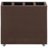Garden Raised Bed with 4 Pots 80x22x79 cm Poly Rattan Brown