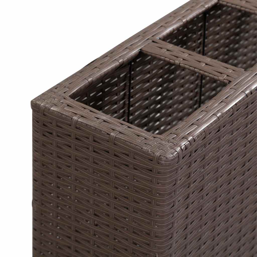 Garden Raised Bed with 4 Pots 80x22x79 cm Poly Rattan Brown