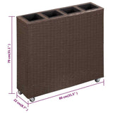 Garden Raised Bed with 4 Pots 80x22x79 cm Poly Rattan Brown