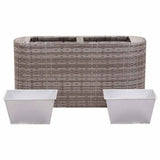 Garden Raised Bed 80x25x40 cm Poly Rattan Grey - Side View