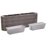 Garden Raised Bed 120x24x40 cm Poly Rattan Grey - Front View