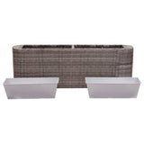 Garden Raised Bed 120x24x40 cm Poly Rattan Grey - Side View