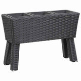 Garden Raised Bed with Legs and 3 Pots 72x25x50 cm Poly Rattan Black