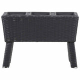 Garden Raised Bed with Legs and 3 Pots 72x25x50 cm Poly Rattan Black - Front View
