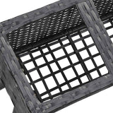 Garden Raised Bed with Legs and 3 Pots 72x25x50 cm Poly Rattan Black - Rear View