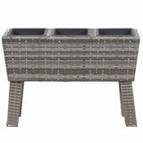 Garden Raised Bed with Legs and 3 Pots 72x25x50 cm Poly Rattan Grey - Front View