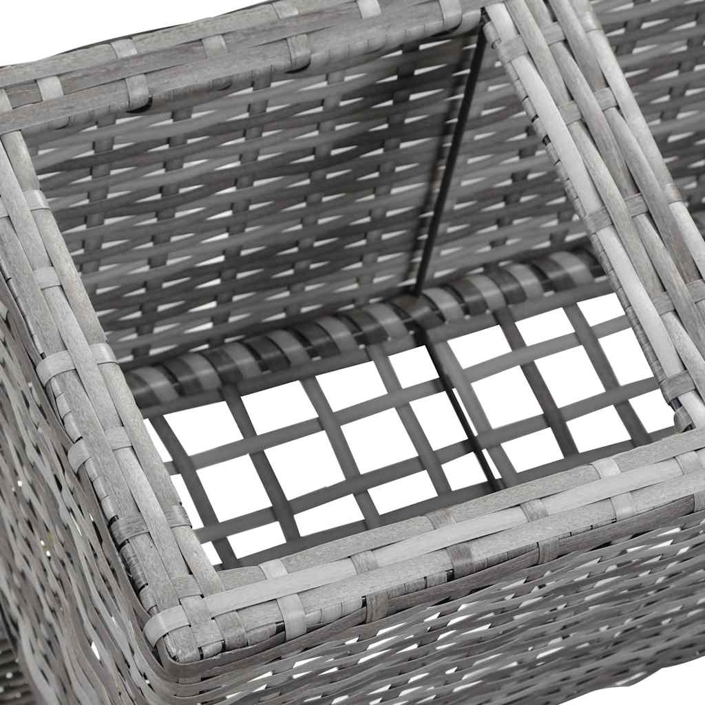 Garden Raised Bed with Legs and 3 Pots 72x25x50 cm Poly Rattan Grey
