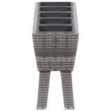 Garden Raised Bed with Legs and 5 Pots 118x25x50 cm Poly Rattan Grey