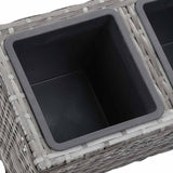 Garden Raised Bed with Legs and 5 Pots 118x25x50 cm Poly Rattan Grey