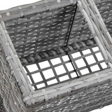 Garden Raised Bed with Legs and 5 Pots 118x25x50 cm Poly Rattan Grey