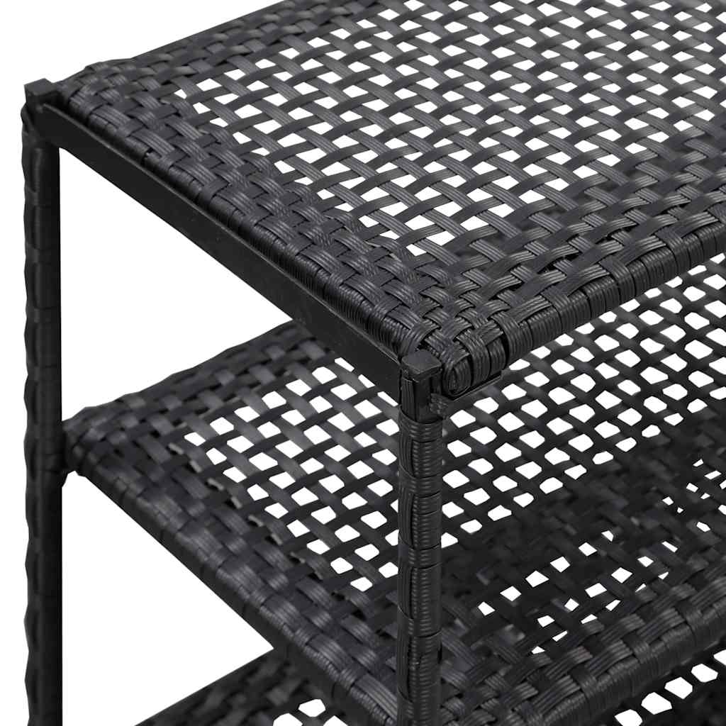 Shoe Rack Black 80x30x60 cm Poly Rattan