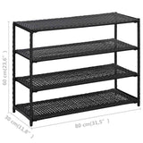 Shoe Rack Black 80x30x60 cm Poly Rattan - Rear View